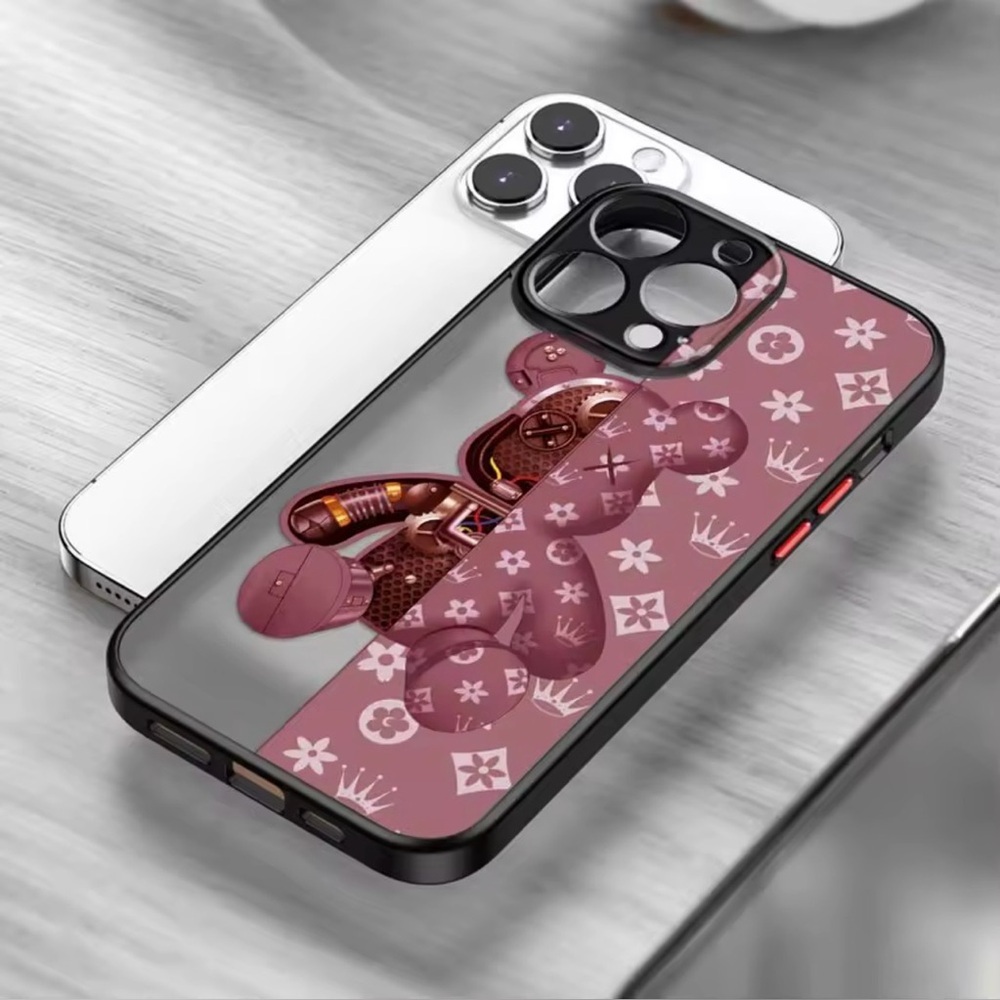 iPhone 16 Pro Max Case 3D Bear Burgundy Red Shockproof Cute Luxury - Picture 2 of 4